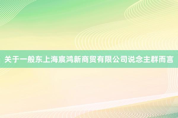 关于一般东上海宸鸿新商贸有限公司说念主群而言